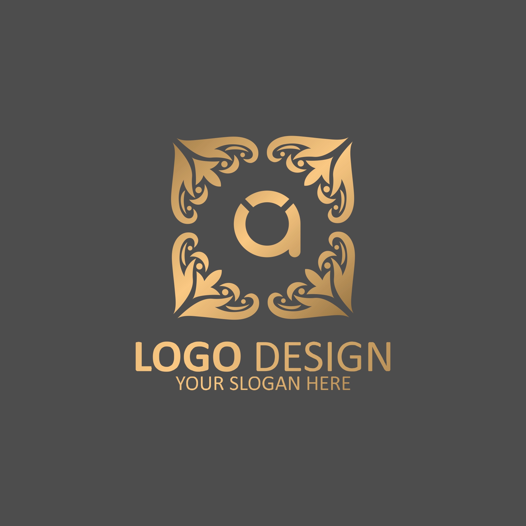 Creative Luxury A Logo Design Template on grey background.