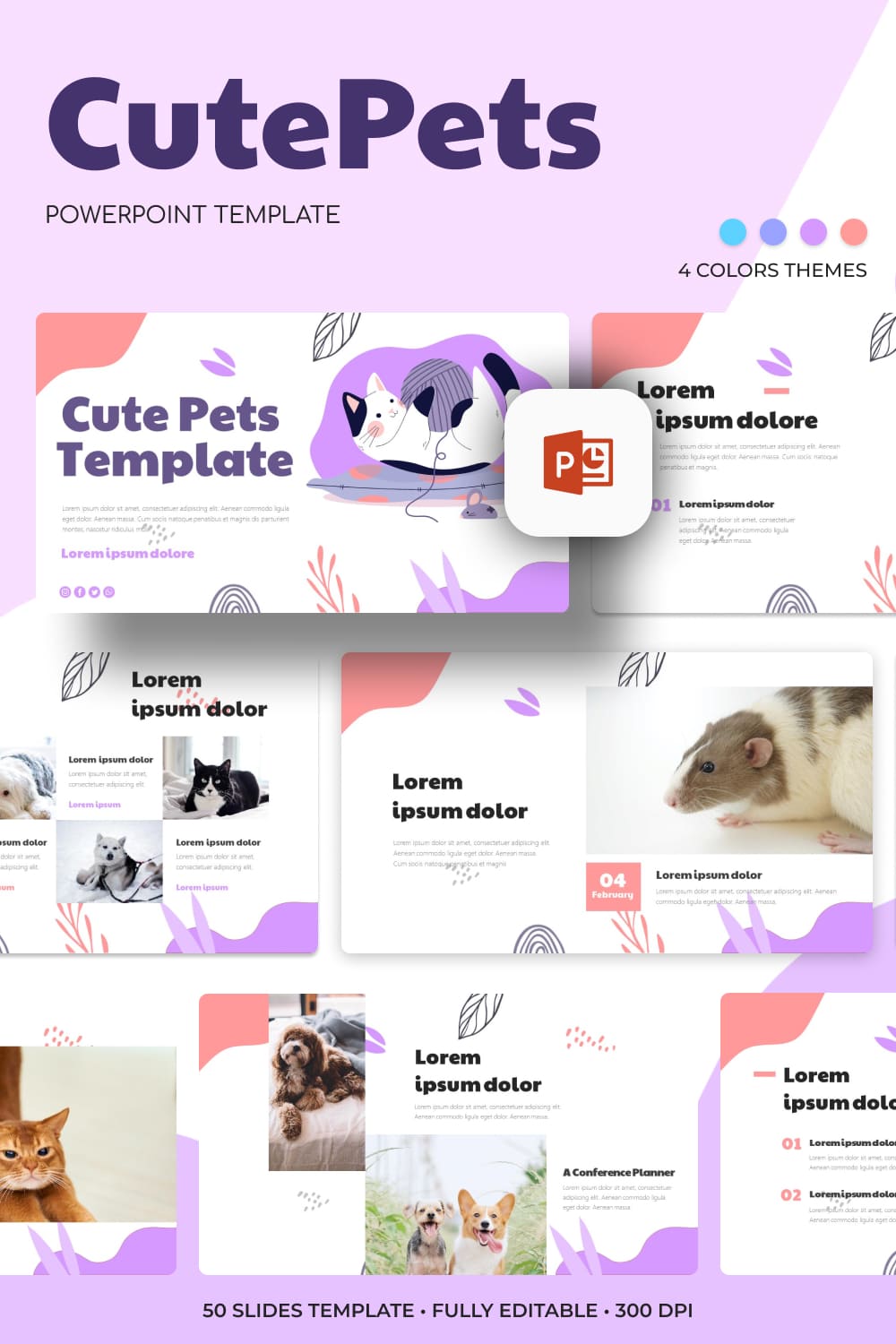 2 cutepets powerpoint template 1000h1500