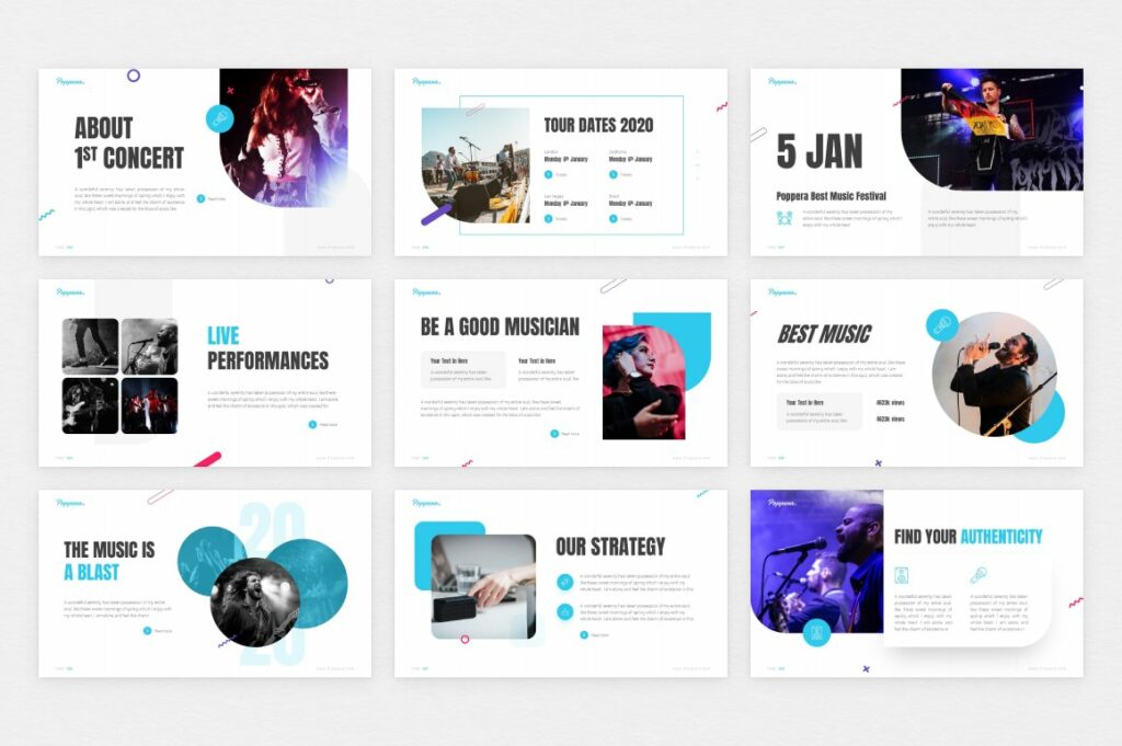 Poppera Music Powerpoint Template – MasterBundles