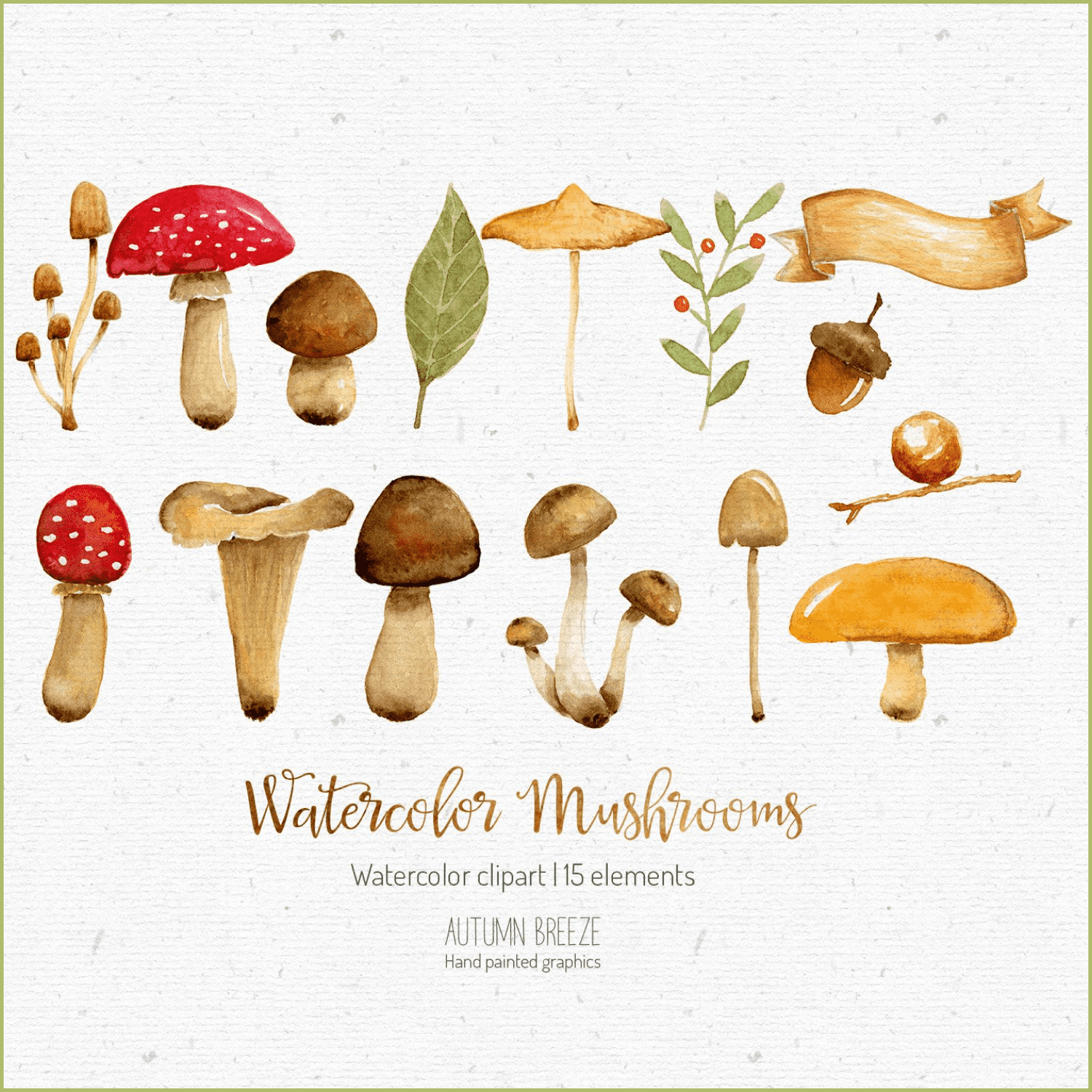 Watercolor mushroom clipart created by Autumn Breeze.