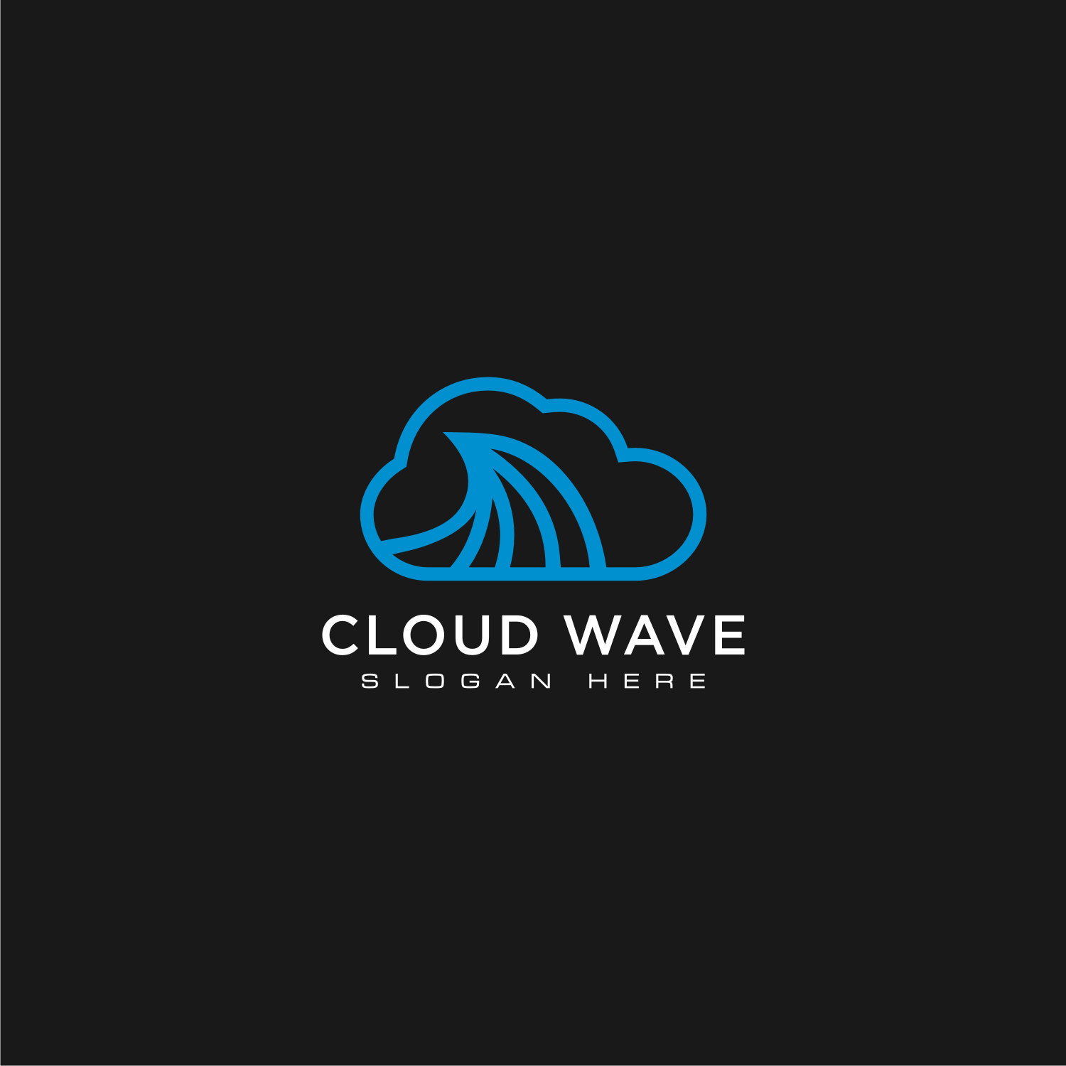 Cloud Wave Logo Vector Line Style