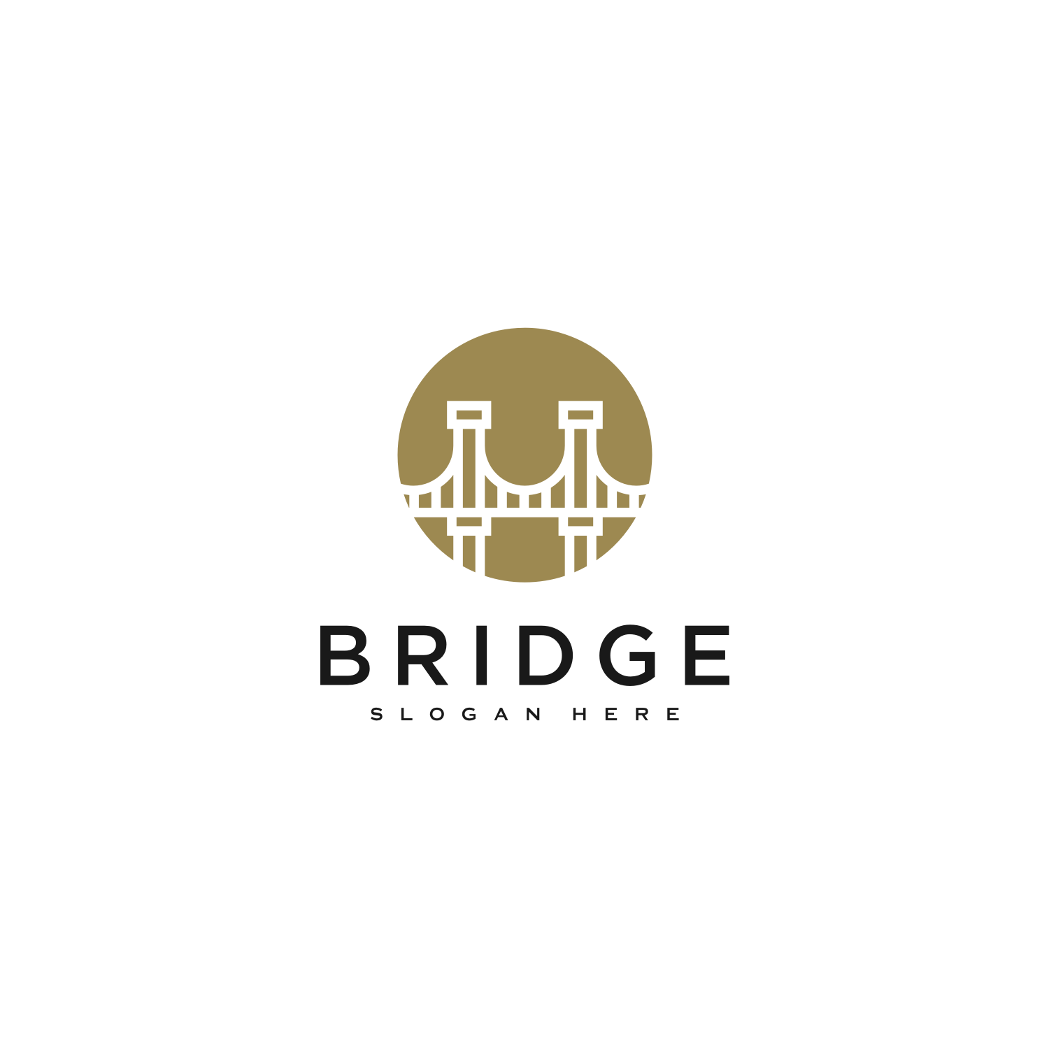 Set Of Bridge Architecture And Constructions Logo Design Solid White.