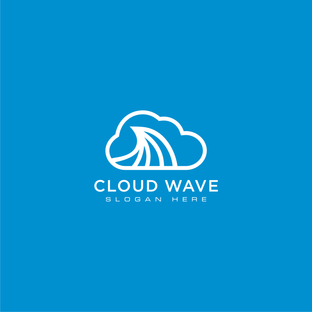 cloud wave logo vector line style - MasterBundles