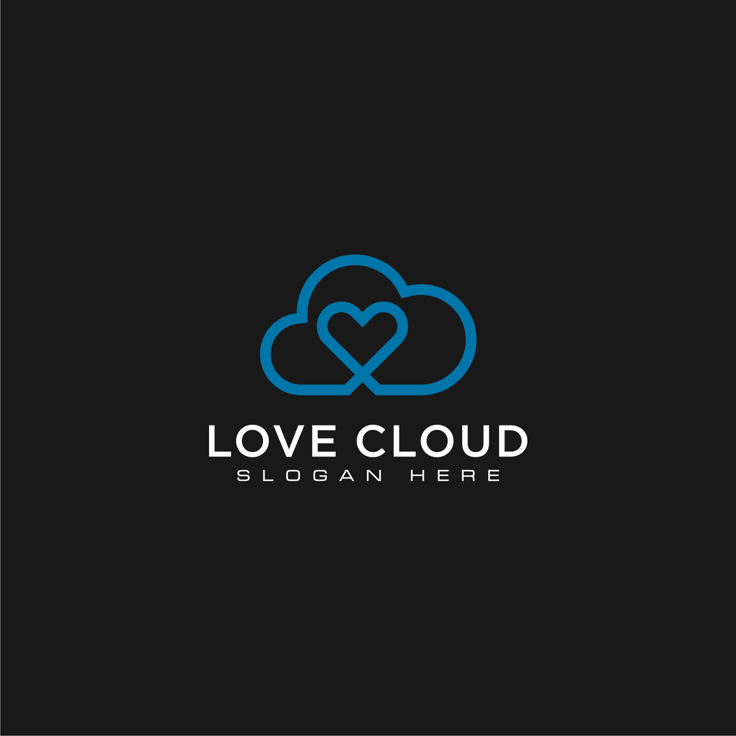 Cloud Love Logo Vector Line Style