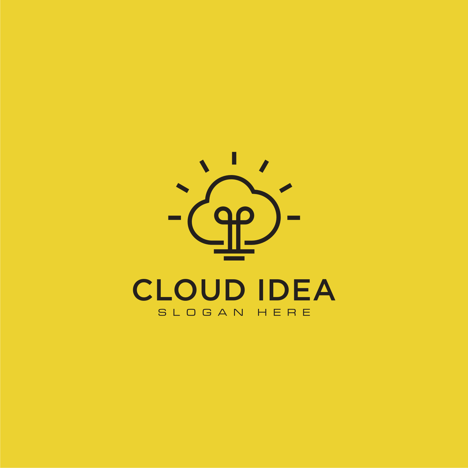 Cloud Idea Bulb Logo Vector Design preview image.