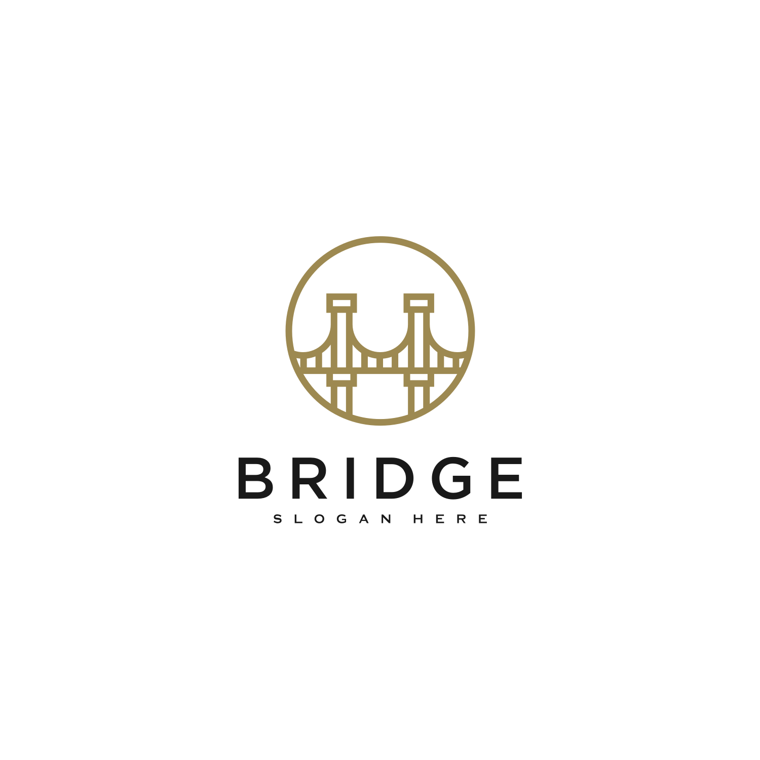 Set Of Bridge Architecture And Constructions Logo Design Outline White.