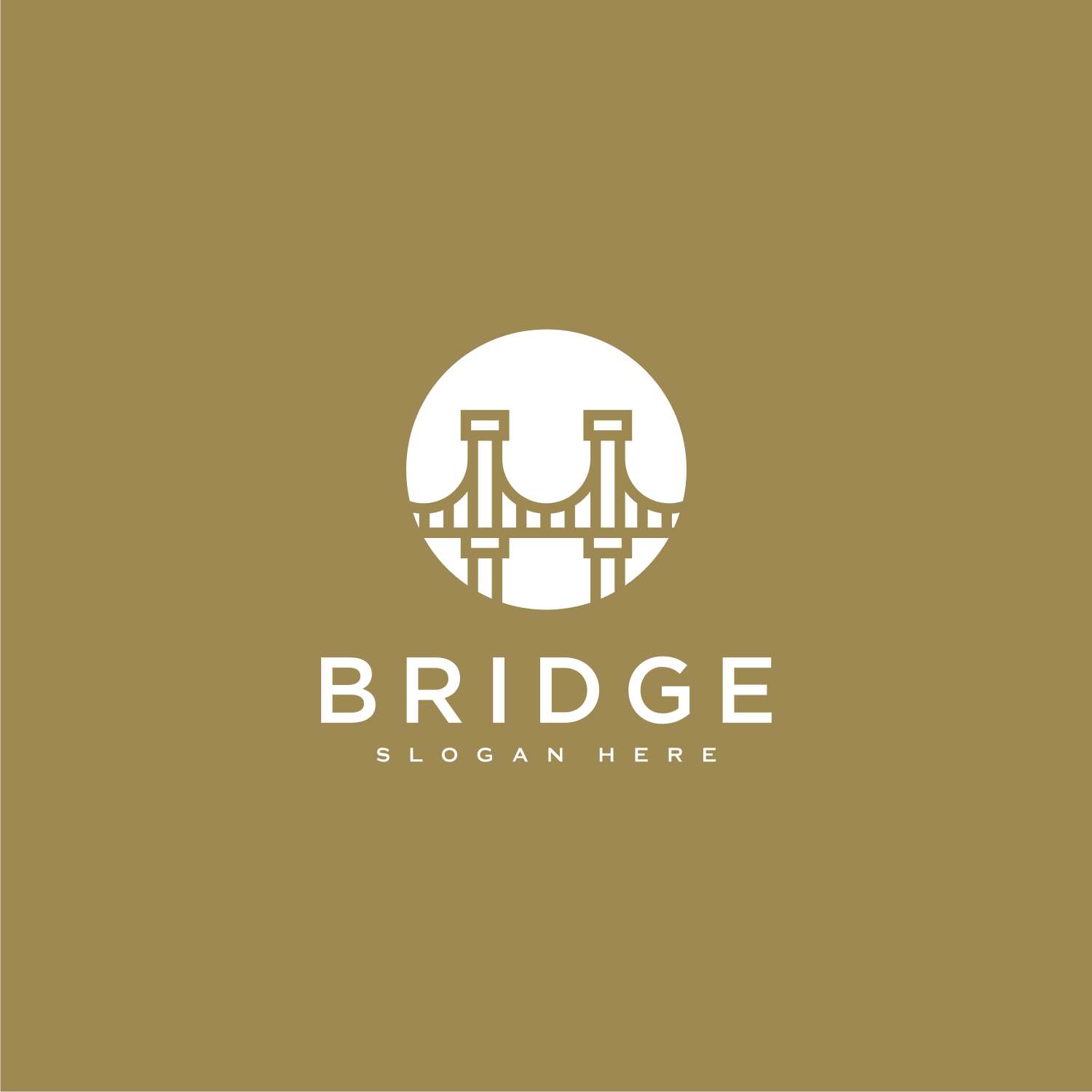 Set Of Bridge Architecture And Constructions Logo Design Solid Brown.