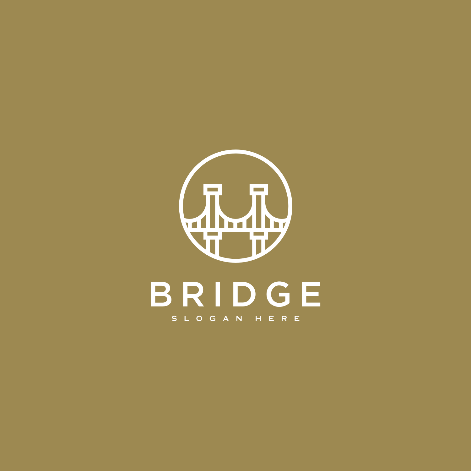 Set Of Bridge Architecture And Constructions Logo Design Outline Brown.