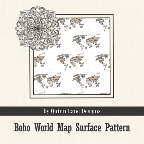 Boho World Map Surface Pattern.