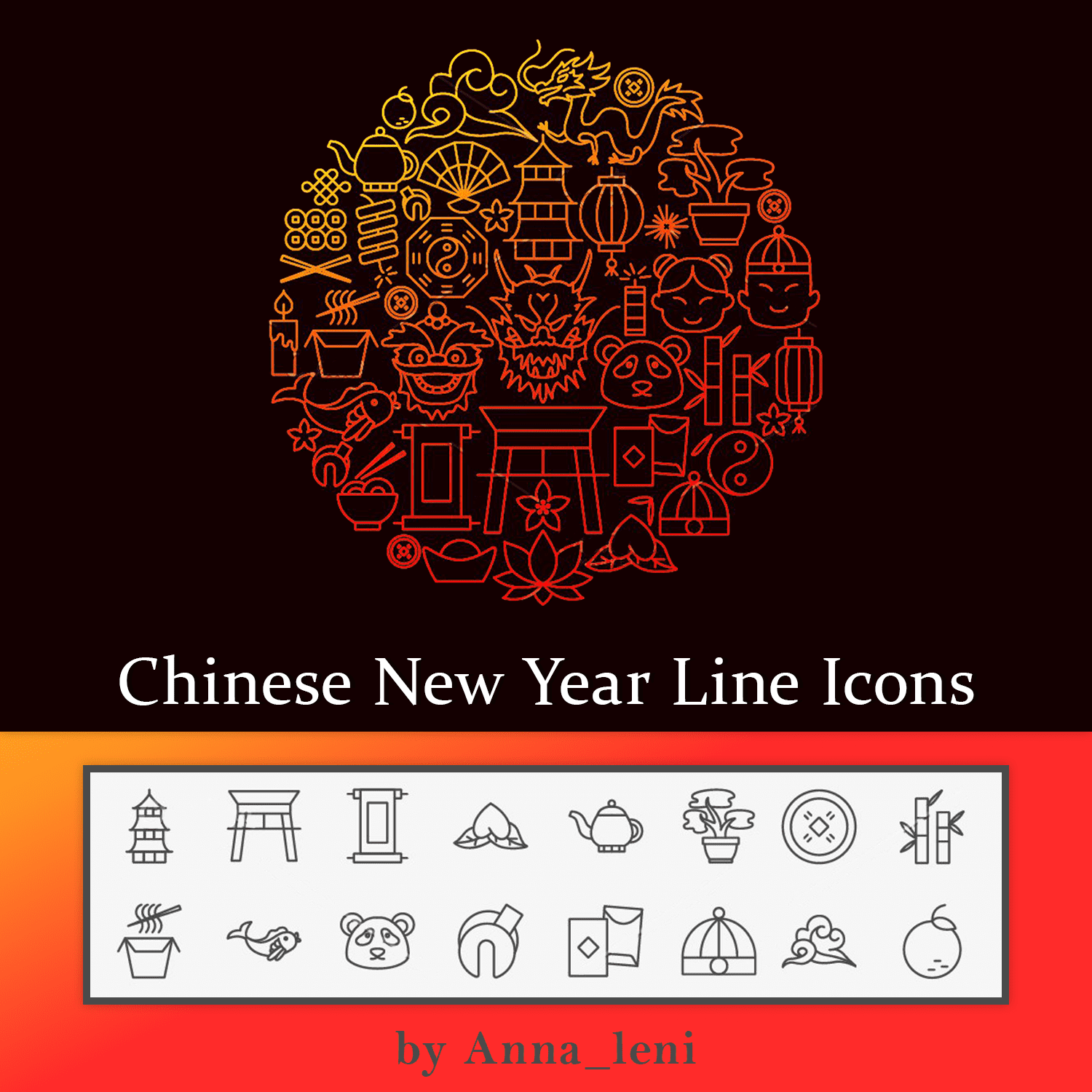 Chinese New Year Line Icons cover.