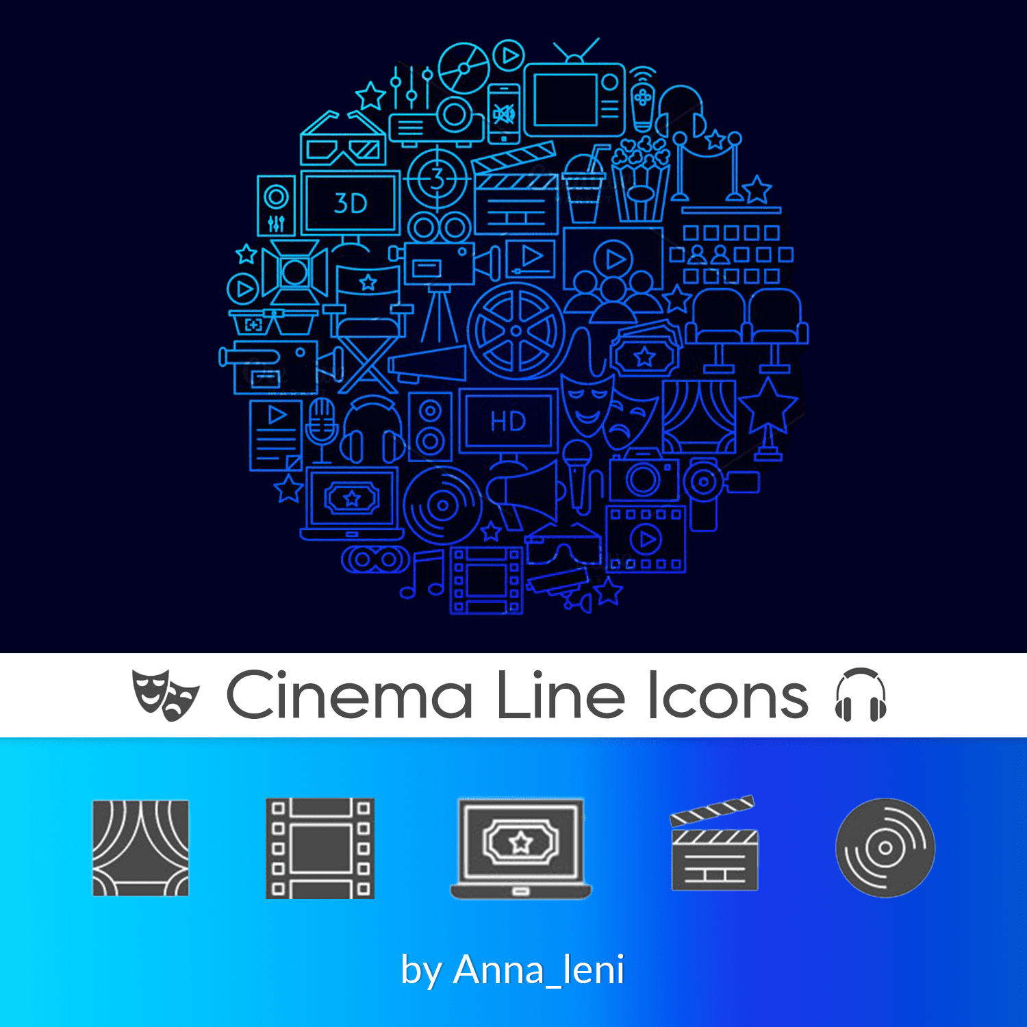 Cinema Line Icons cover.