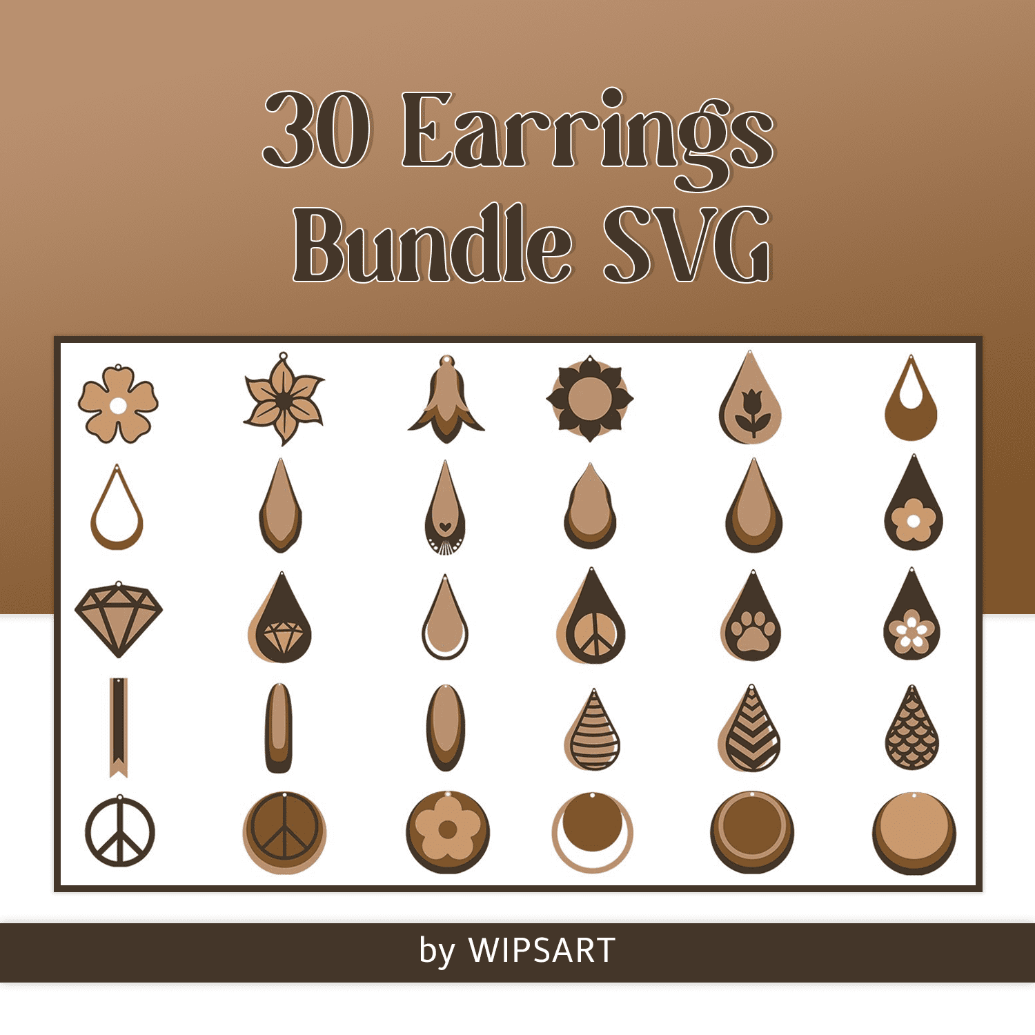 SALE! 30 Earrings Bundle SVG, Earring svg, Pendant svg cover.
