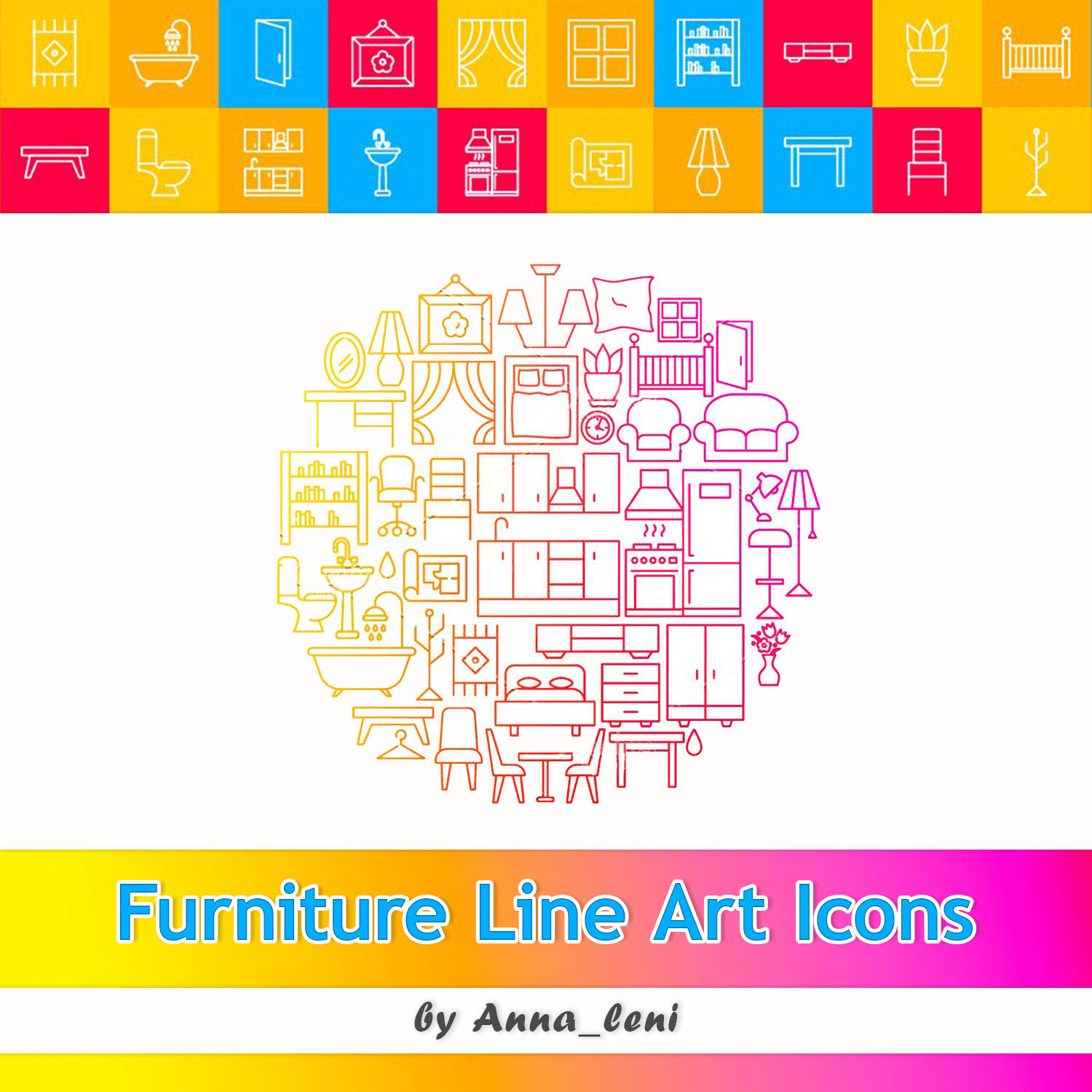 Furniture Line Art Icons.