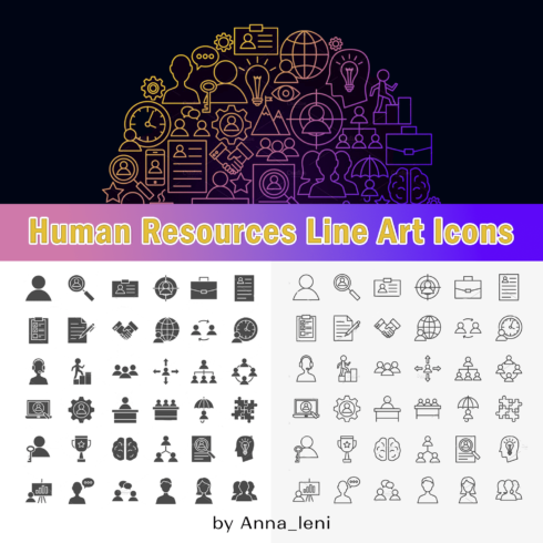 Human Resources Line Art Icons.