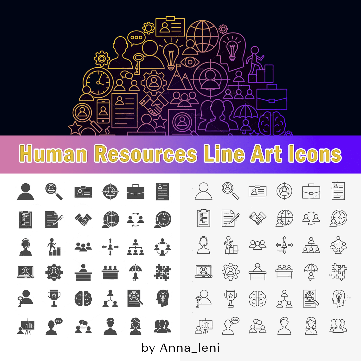 Human Resources Line Art Icons.