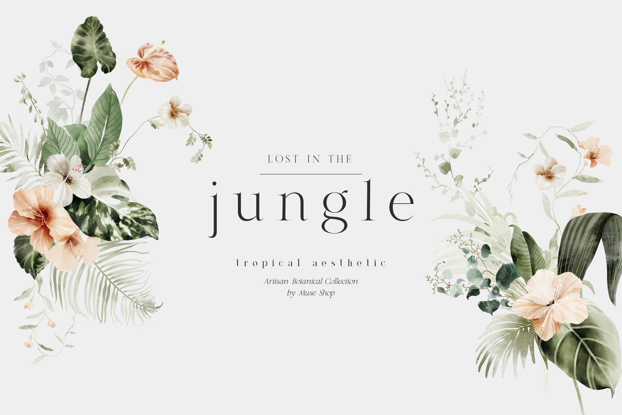 Delicate jungle botanical collection.