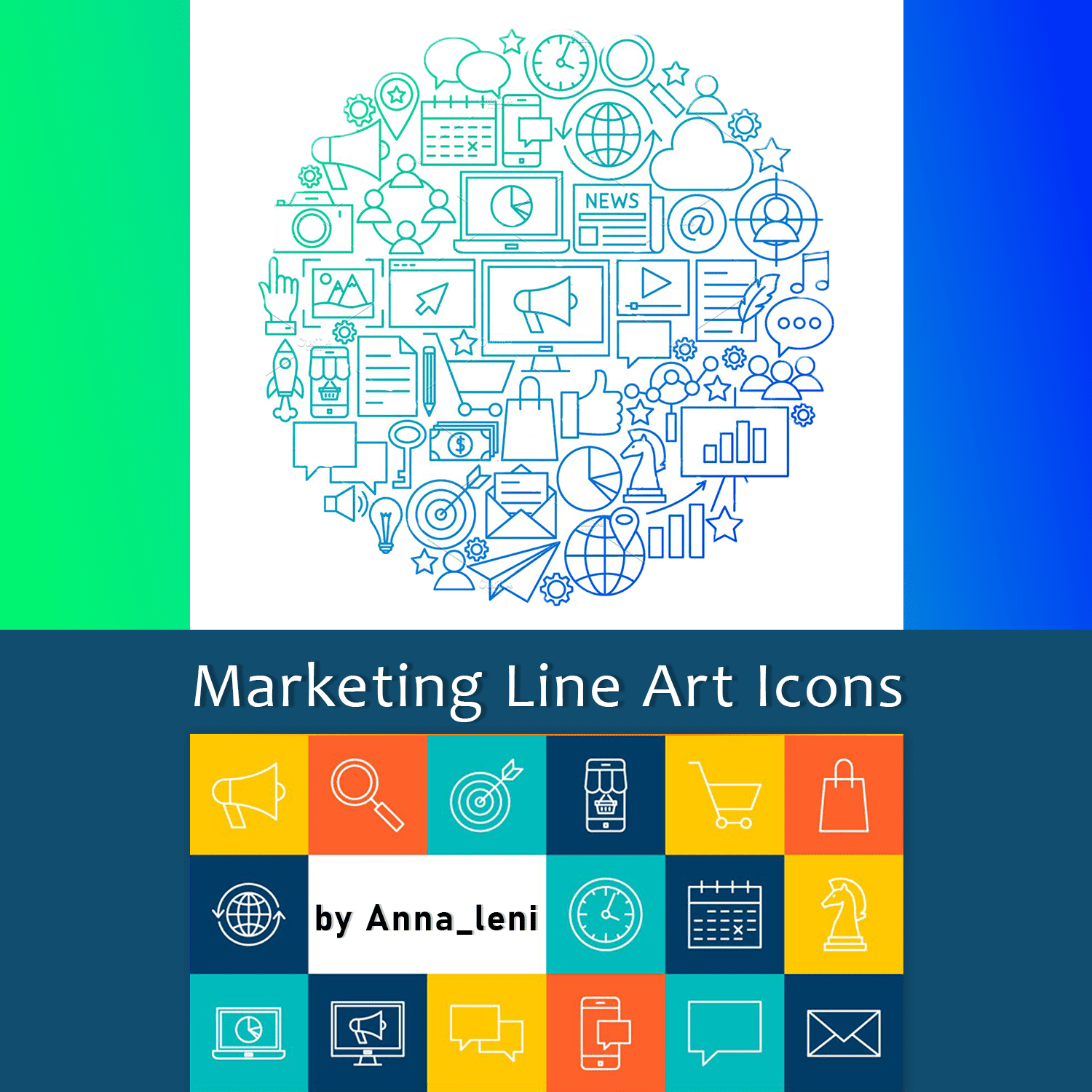 Marketing Line Art Icons.