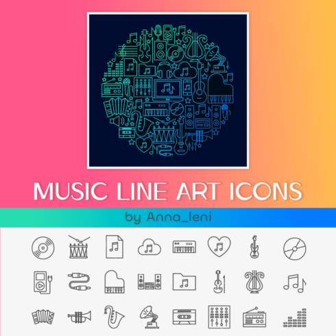 Music Line Art Icons.