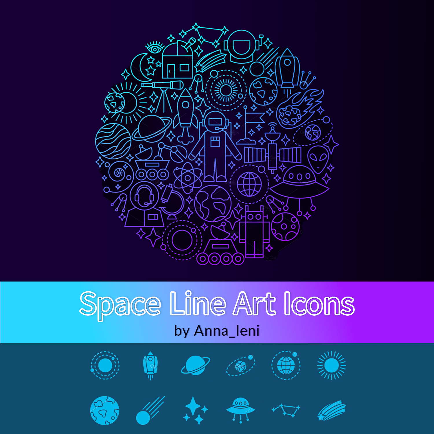 Space Line Art Icons cover.