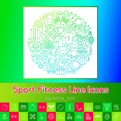 Sport Fitness Line Icons.