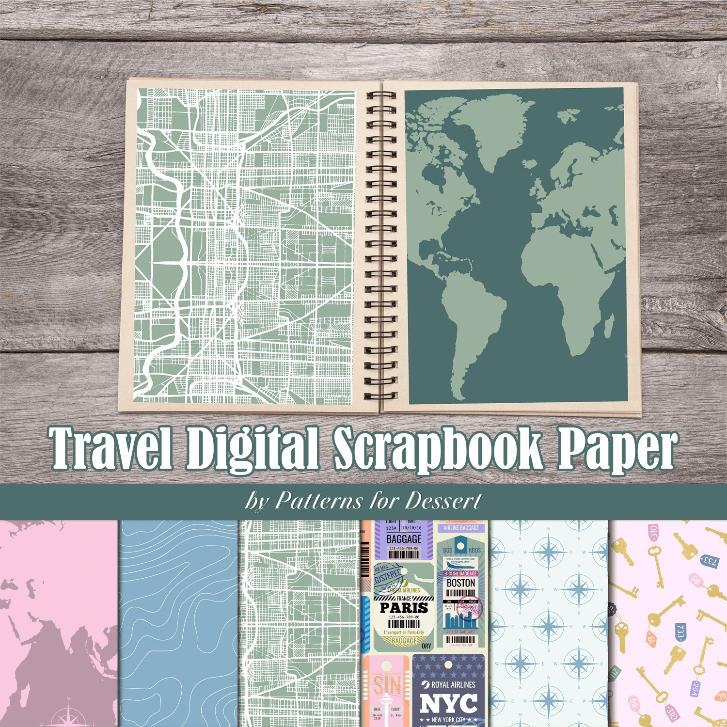 Travel Digital Scrapbook Paper cover.