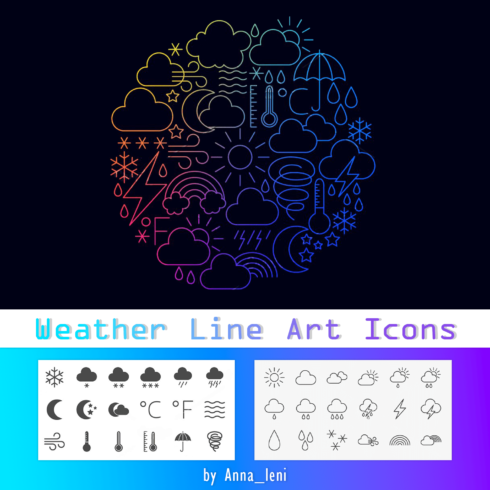 Weather Line Art Icons.