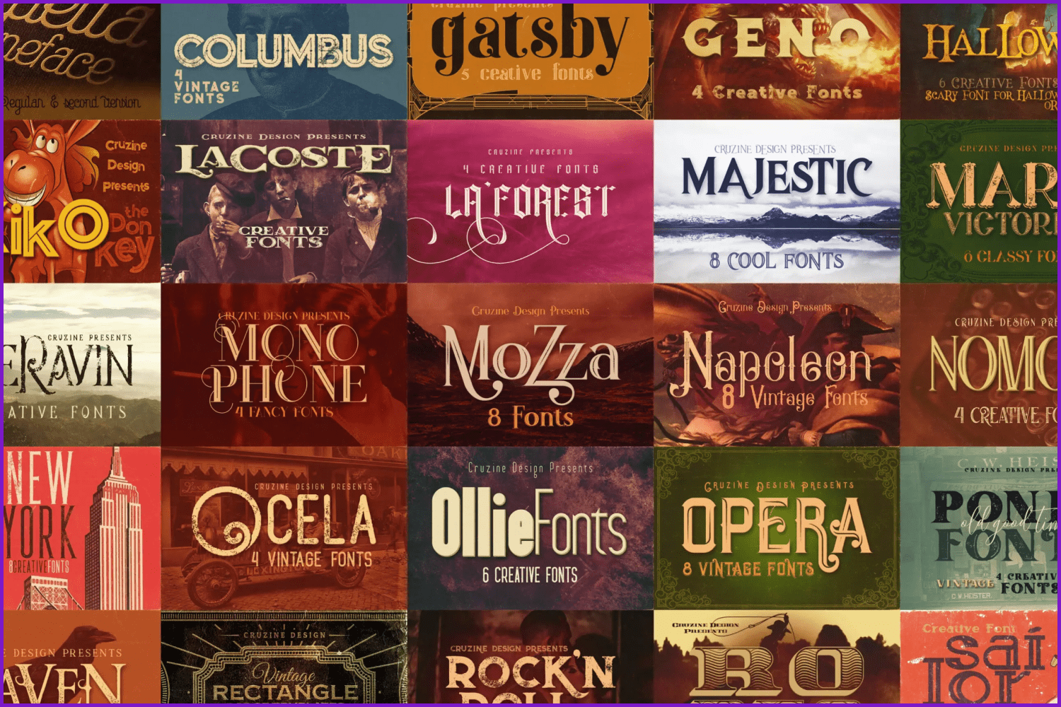 Variants of using the font on different flyers.