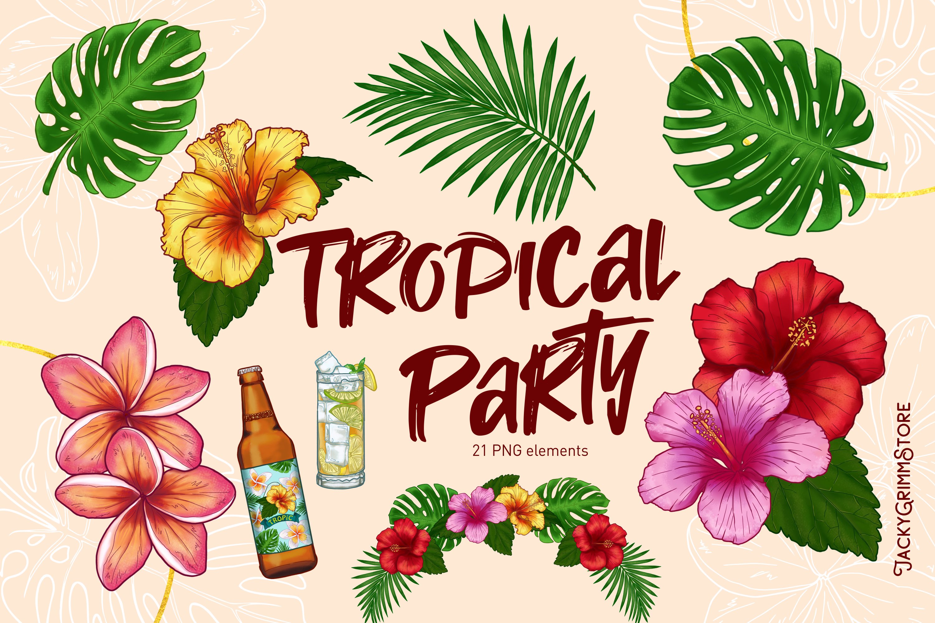 So festive tropical illustration.