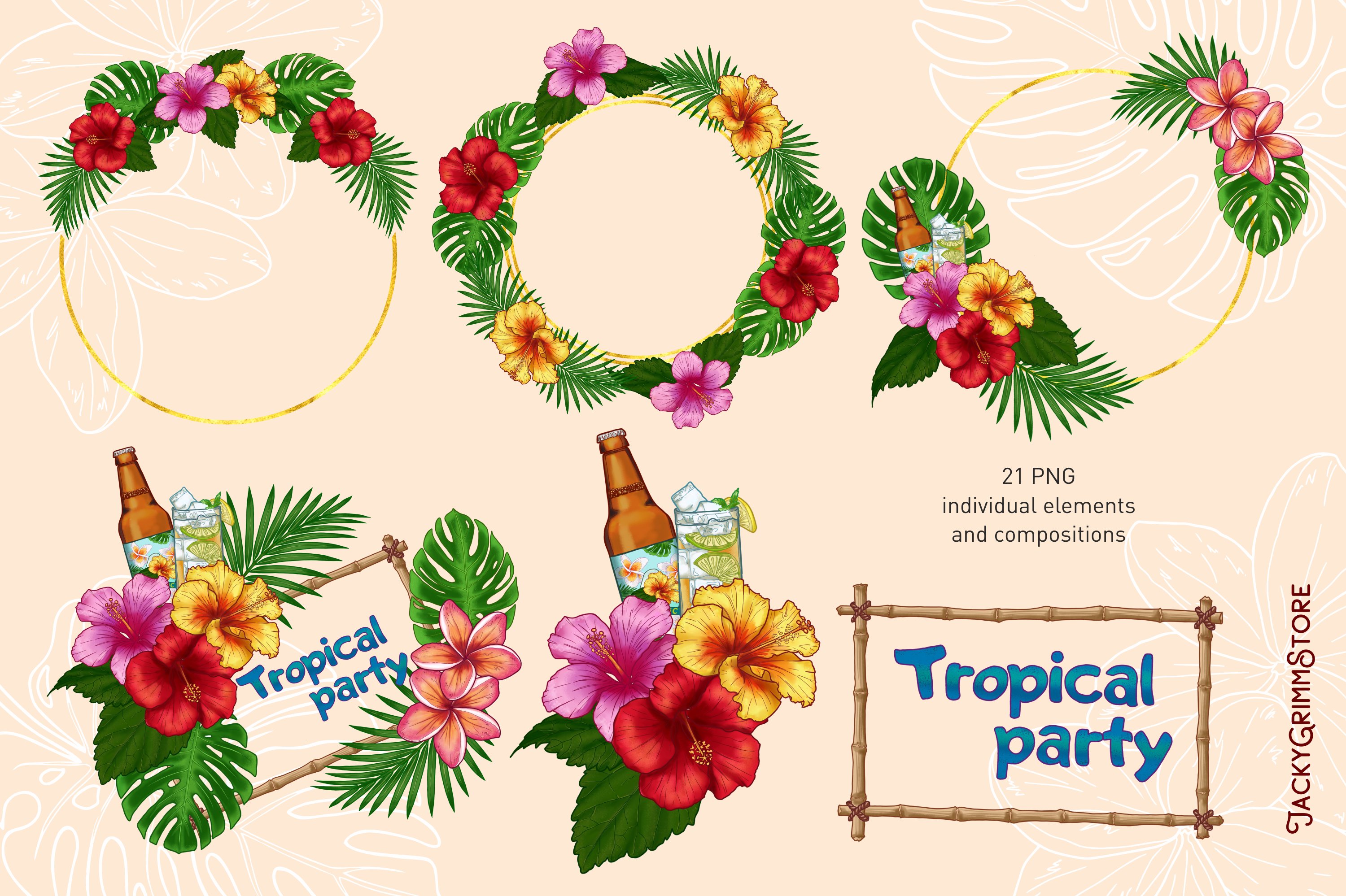 Tropical flower wreathes.