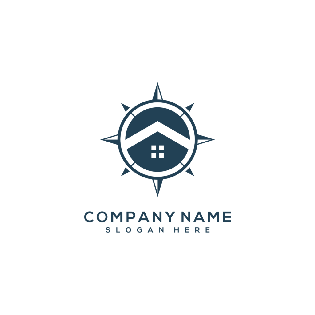 compass and home logo vector design - MasterBundles