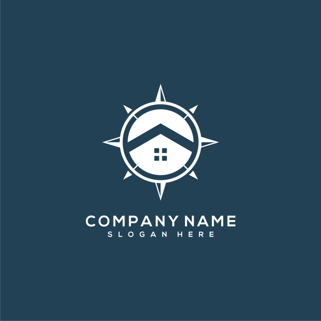 compass and home logo vector design - MasterBundles