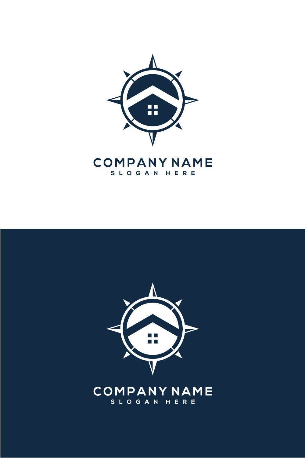 Compass and Home Logo Vector Design