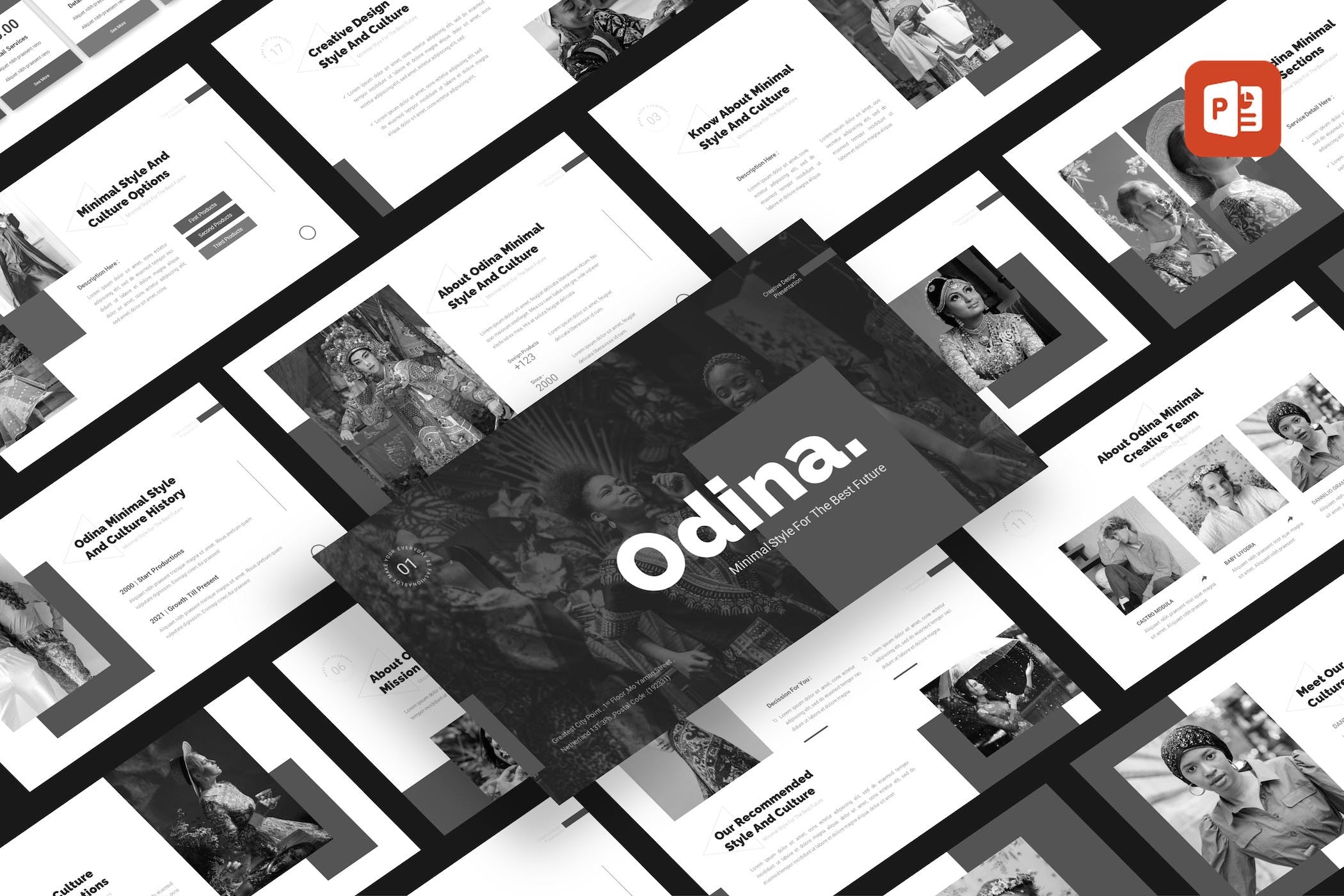 Cover image of Odina - Minimal Style & Culture PowerPoint.