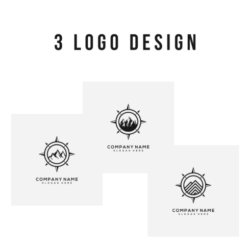 3 Mountain and Compass Concept Logo Designs cover image.