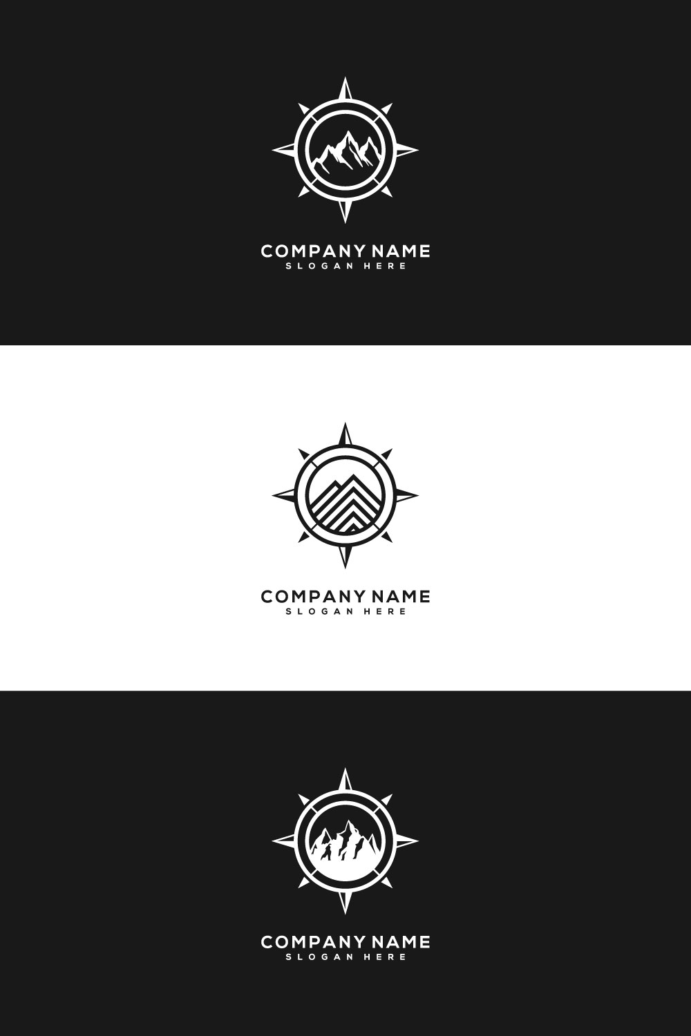 3 Mountain and Compass Concept Logo Designs pinteerst.