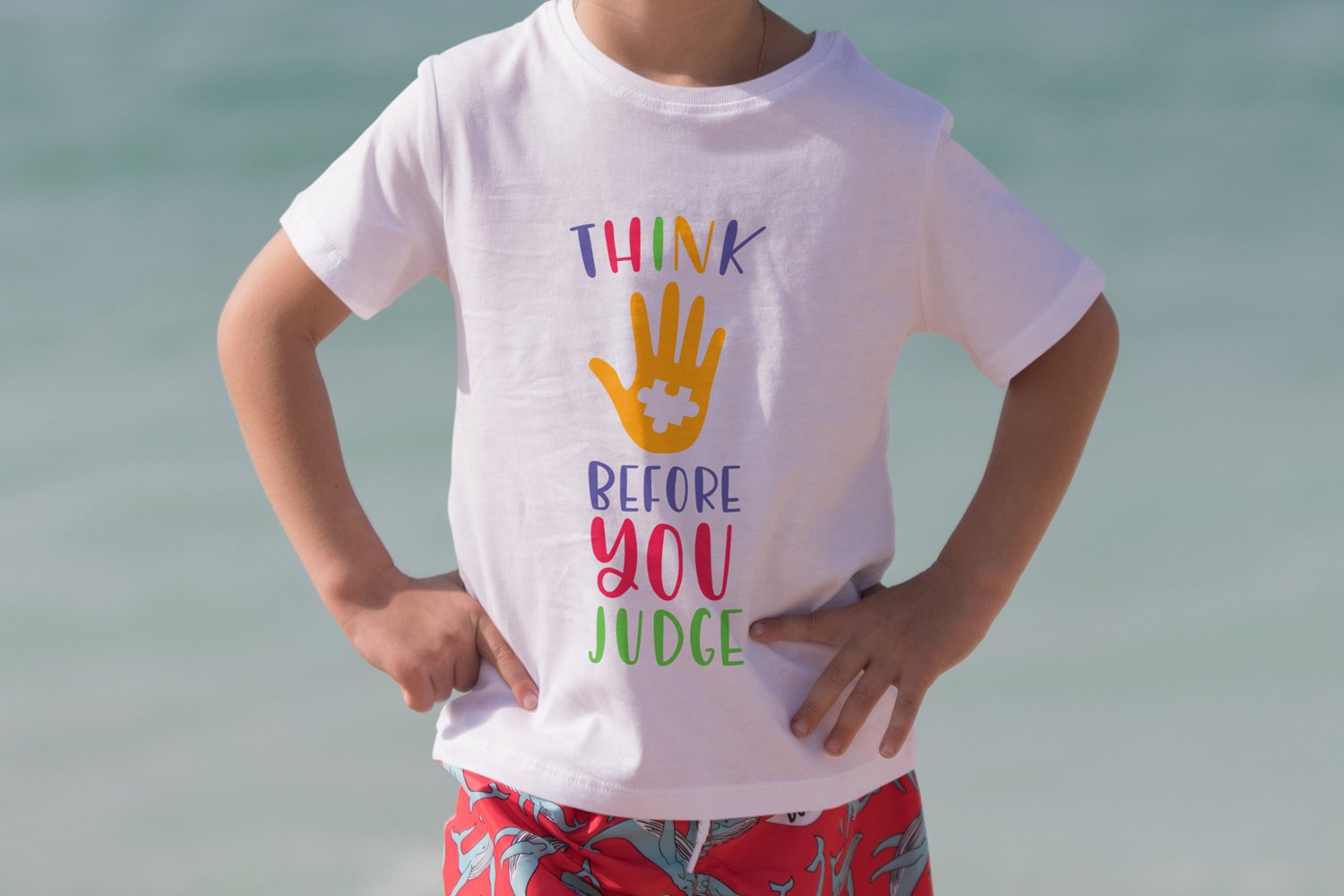 Kids white t-shirt with autism quote.