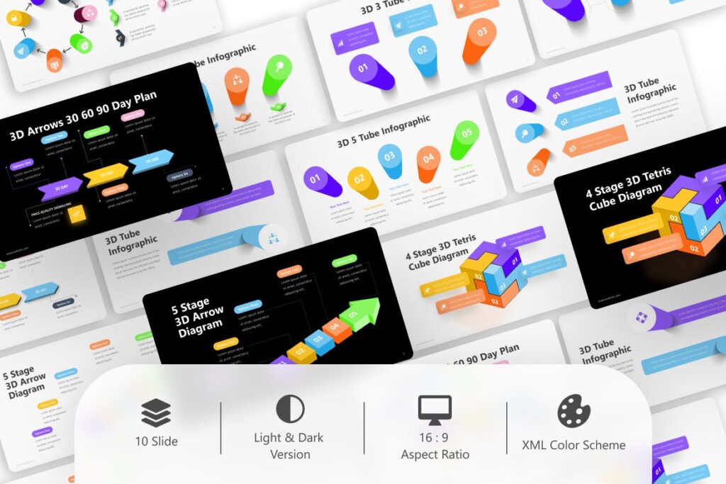 3D Infographic PowerPoint Template 10 Slides – MasterBundles