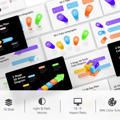 3D Infographic PowerPoint Template 10 Slides | Master Bundles