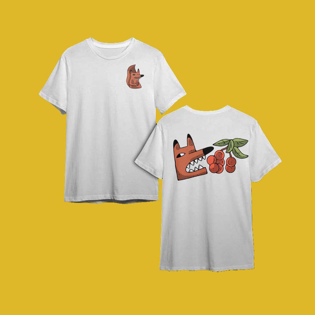 Red Fox Doodles Clip Art T-shirt Print Example.