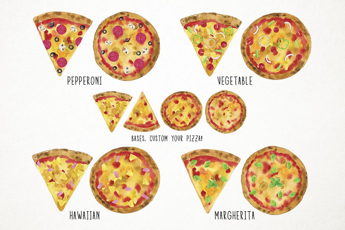 So many kinds of pizzas.