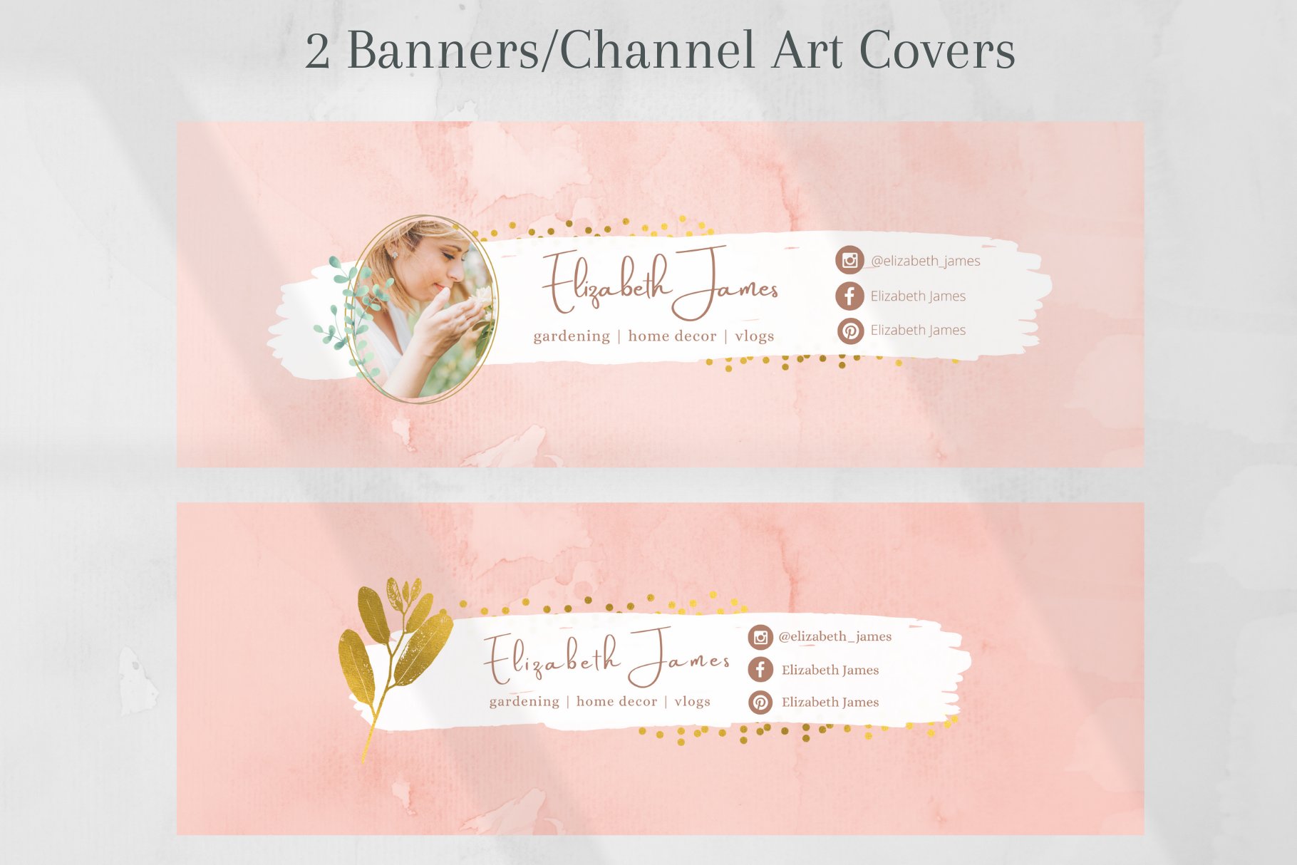 Light pink sections for text and photos.