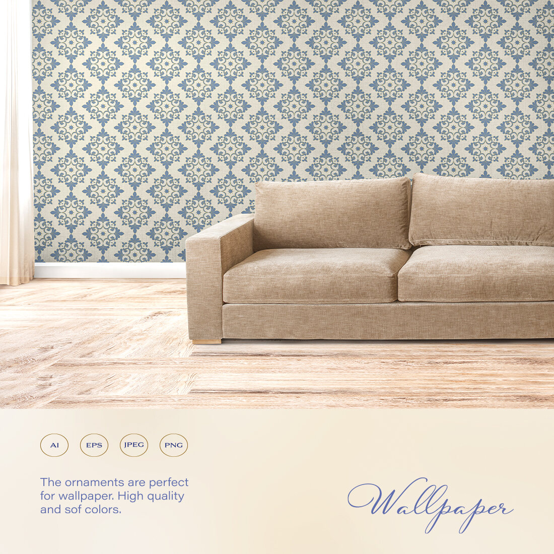 Seamless Patterns, Circular Ornaments and Frames in a Modern classic style