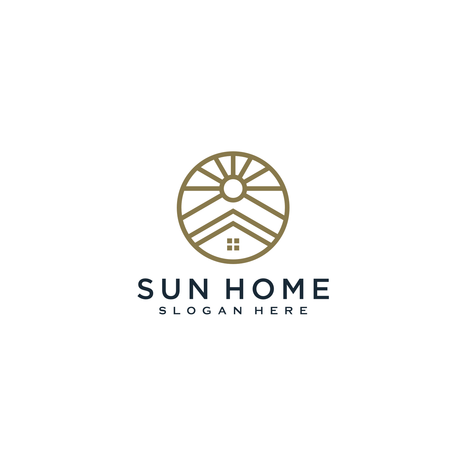 Minimalist Line Abstract Home with Sun Light Logo Design cover image.