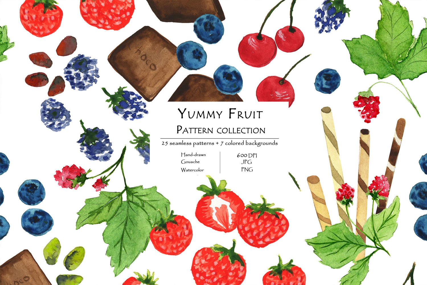 Yummy Fruit Pattern Collection With 25 Seamless Patterns And 7 Backgrounds Fruit Pattern Example.