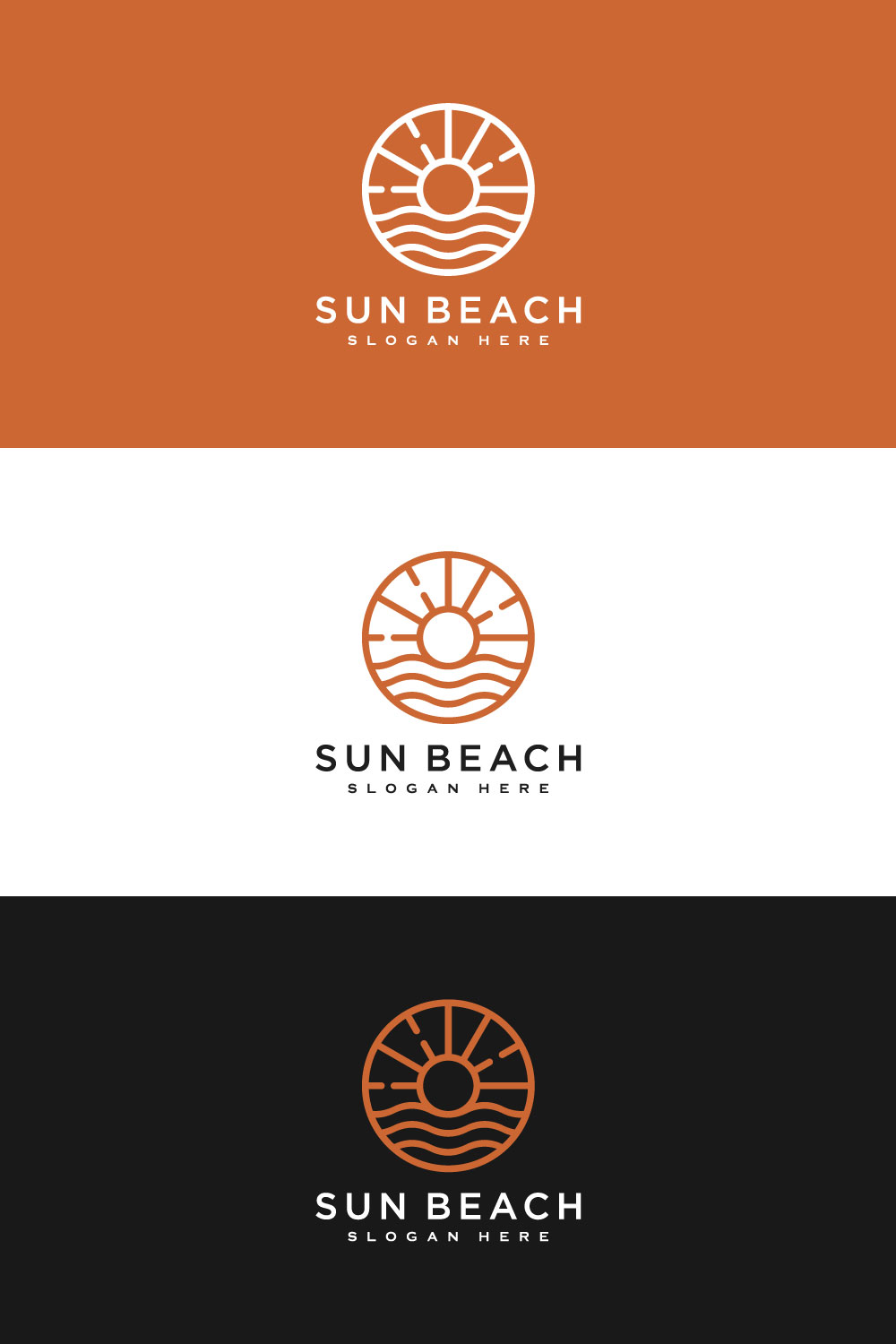 Sun Beach Logo Design Premium Vector Pinterest Image.