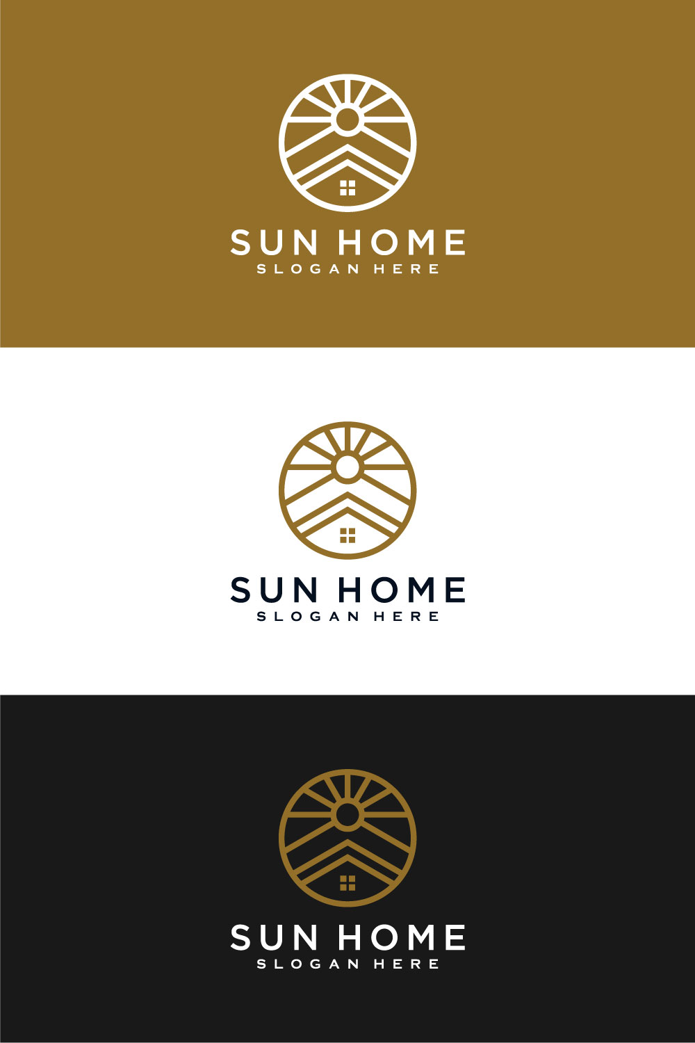 Minimalist Line Abstract Home with Sun Light Logo Design pinterest.