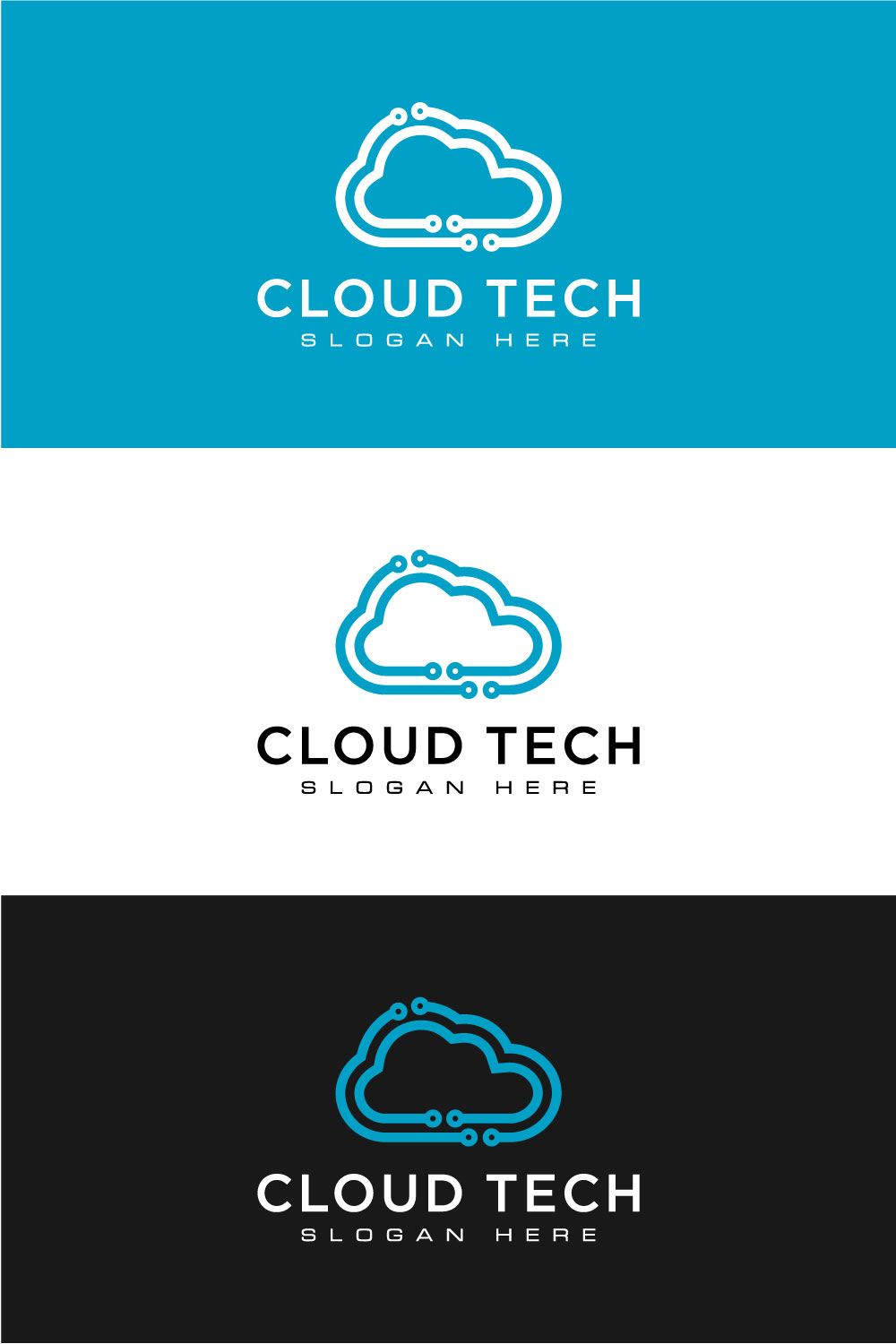 Cloud Technology Vector Template Design Pinterest Image.