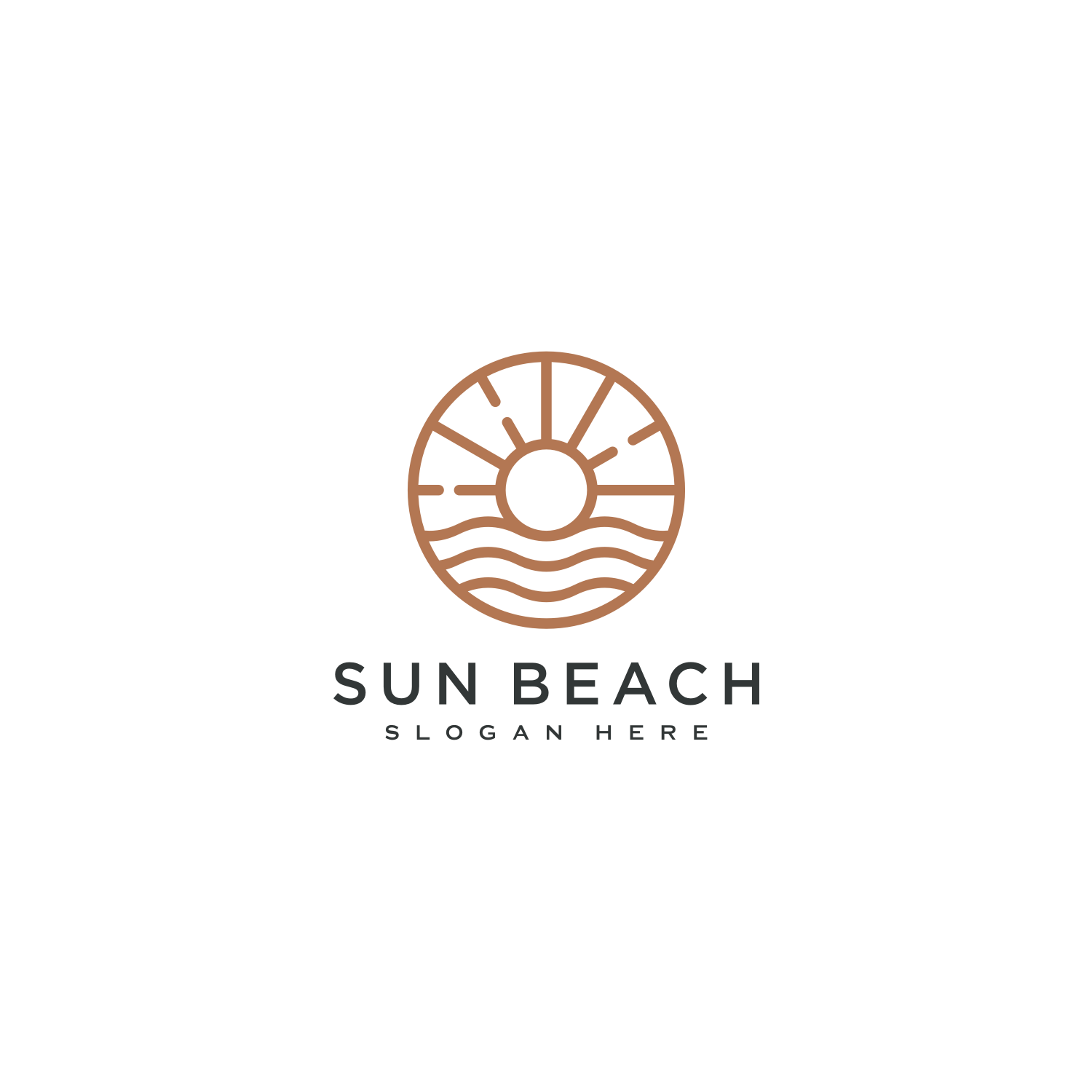 Sun Beach Logo Design Premium Vector Cover Image.