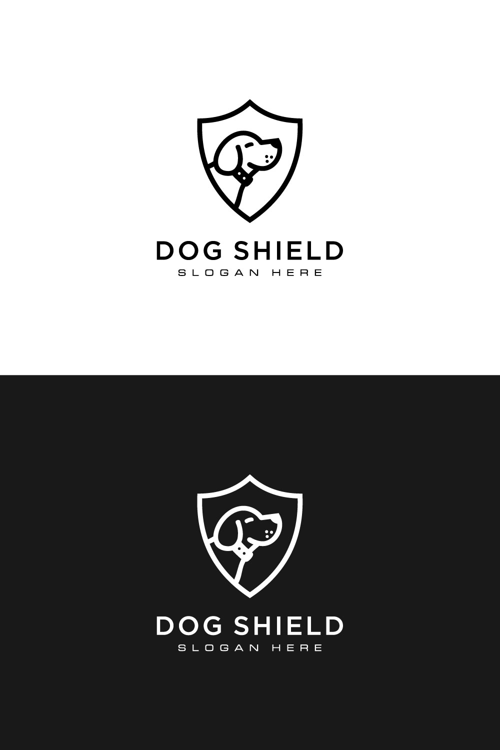 Dog Shield Logo Vector Design Pinterest Image.