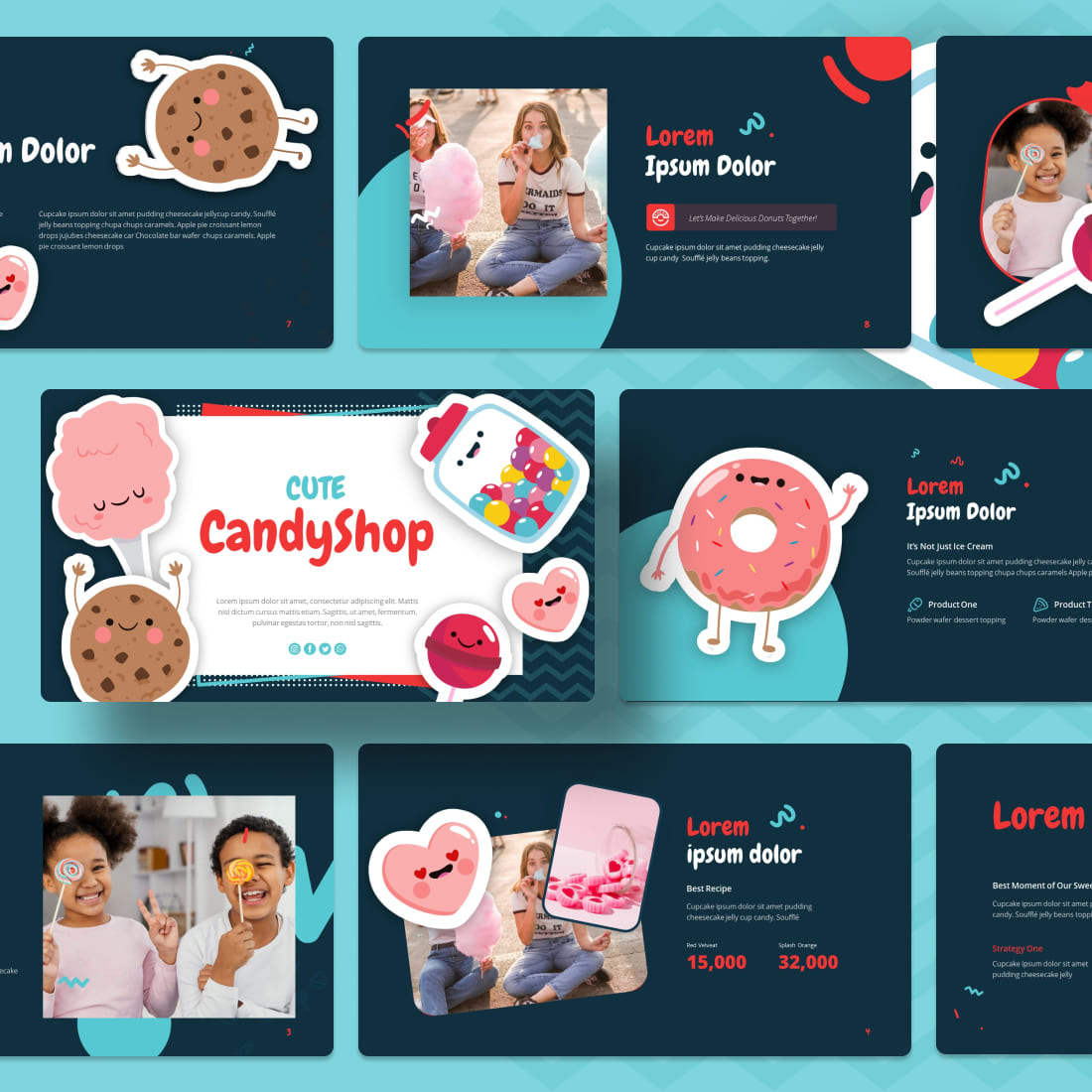 Cute Candy Powerpoint Template cover.